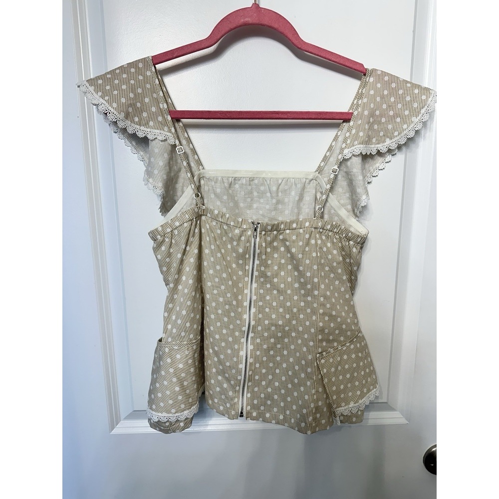 Lulumari Women's‎ Large Top NWT Ruffled Cross Front - Picture 2 of 8